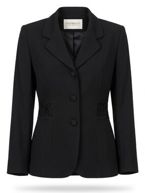 Hugo Buscati Black Lace Waist Peplum Blazer Sz 8